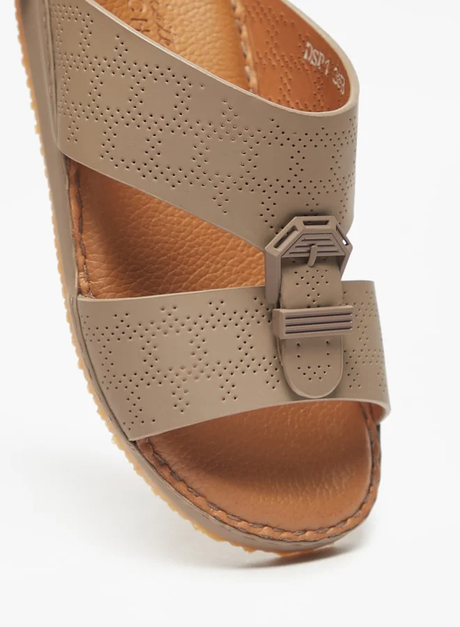 DUCHINI Boys Leather Slip-On Arabic Sandals With Buckle Detail