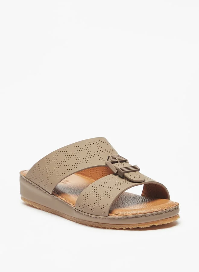 DUCHINI Boys Leather Slip-On Arabic Sandals With Buckle Detail