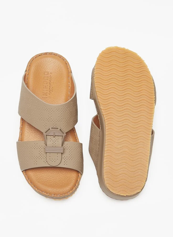 DUCHINI Boys Leather Slip-On Arabic Sandals With Buckle Detail
