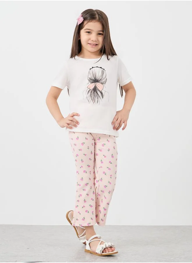 Styli Styli All-Over Print Fit and Flare Leggings