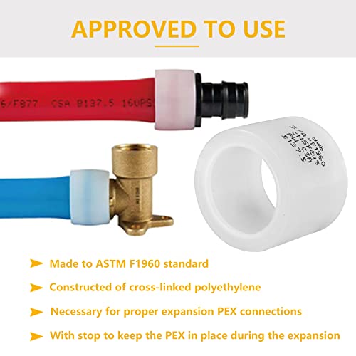 GUOFIS 100 Pack PEX Fittings, 3/4 Inch F1960 Expansion Rings and Sleeves for PEX A Pipe and F1960 Brass or Poly Fittings(EXP-RING009-100Pack) - Image 5