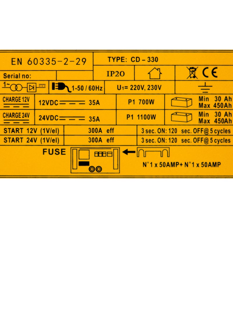 HD CD-330 Battery Charger 300A | 220V 50/60Hz | 45A Charging current - Image 4