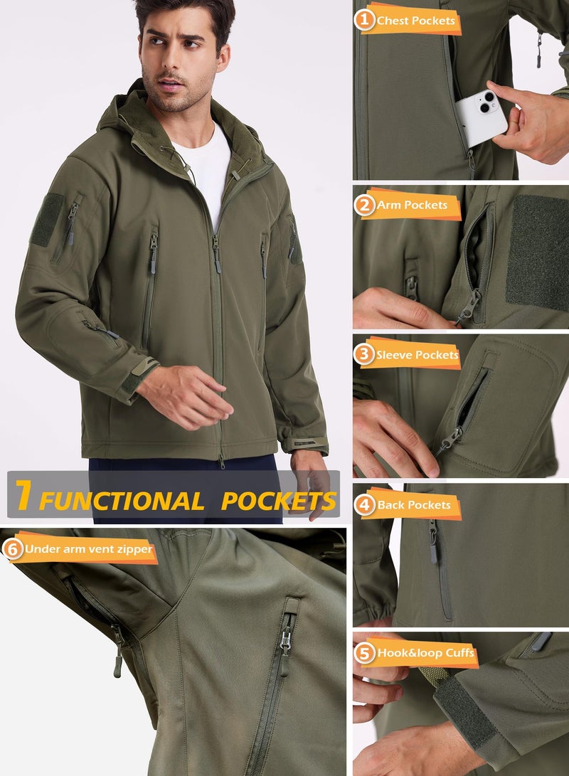 ReFire Gear Men's Army Special Ops Military Tactical Jacket Softshell Fleece Hooded Outdoor Coat - Image 5