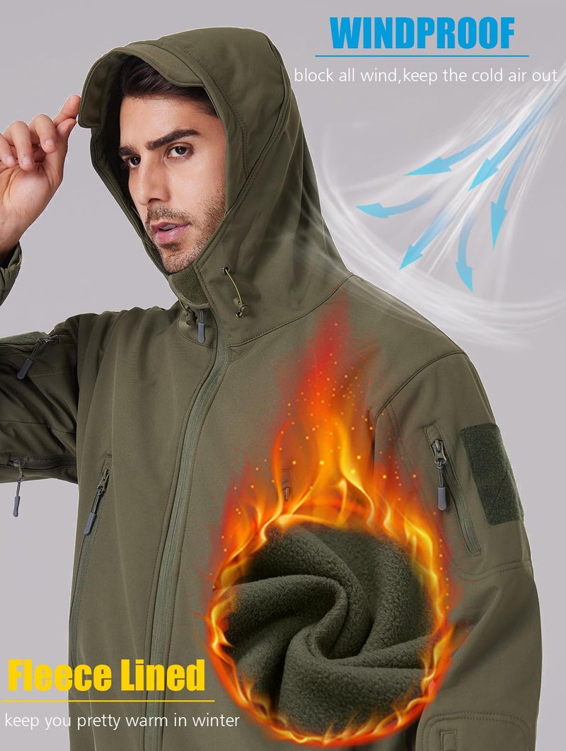 ReFire Gear Men's Army Special Ops Military Tactical Jacket Softshell Fleece Hooded Outdoor Coat - Image 2