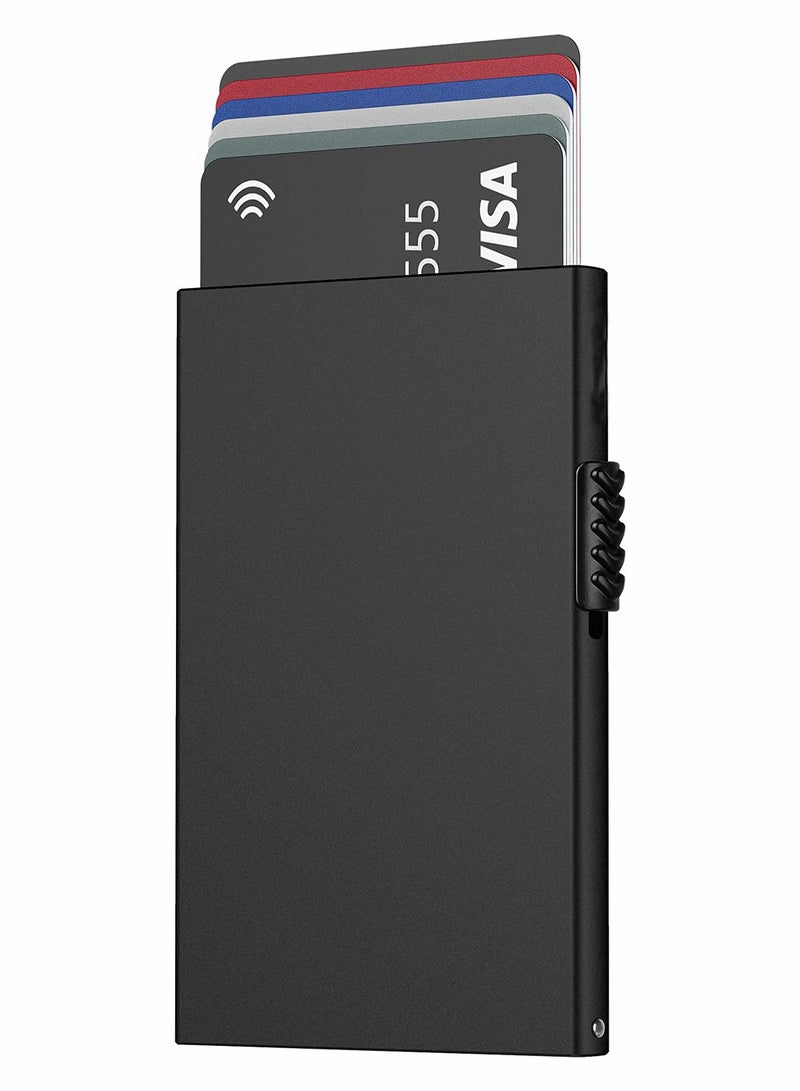 SOLARAE Pop Up Card Holder Wallet, RFID Blocking Credit Card Case with Snap Button, Anti-Theft Compact Wallet for Secure Storage of Cards and Cash - Image 2