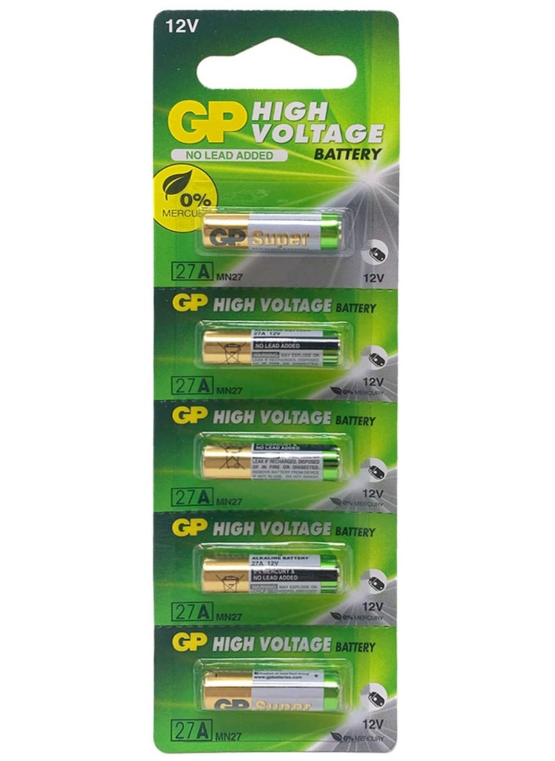 GP Batteries Pack of 5 12V 27A Battery pack  A27 For Gate Garage Security Remote Control 