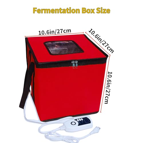 GEOYLE Bread Proofing Box Heated, Foldable Dough Proofer Temperature/Timer Control Sourdough Warmer for Making Bread, Pizza,Yogurt, Natto and Handmade Soap Red, 10.6 * 10.6 * 10.6inch - Image 3