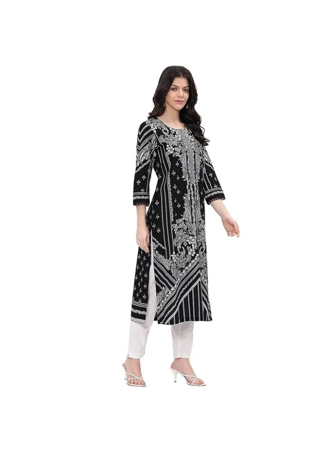 BIBA Women Cotton Straight Printed Kurta L - Image 4