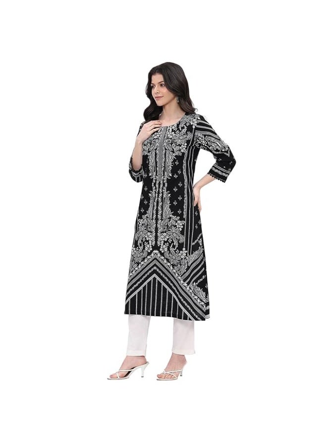 BIBA Women Cotton Straight Printed Kurta L - Image 1