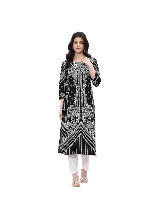 BIBA Women Cotton Straight Printed Kurta L - Image 3