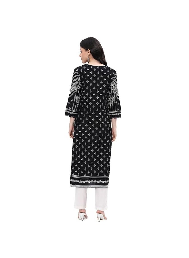BIBA Women Cotton Straight Printed Kurta L - Image 2