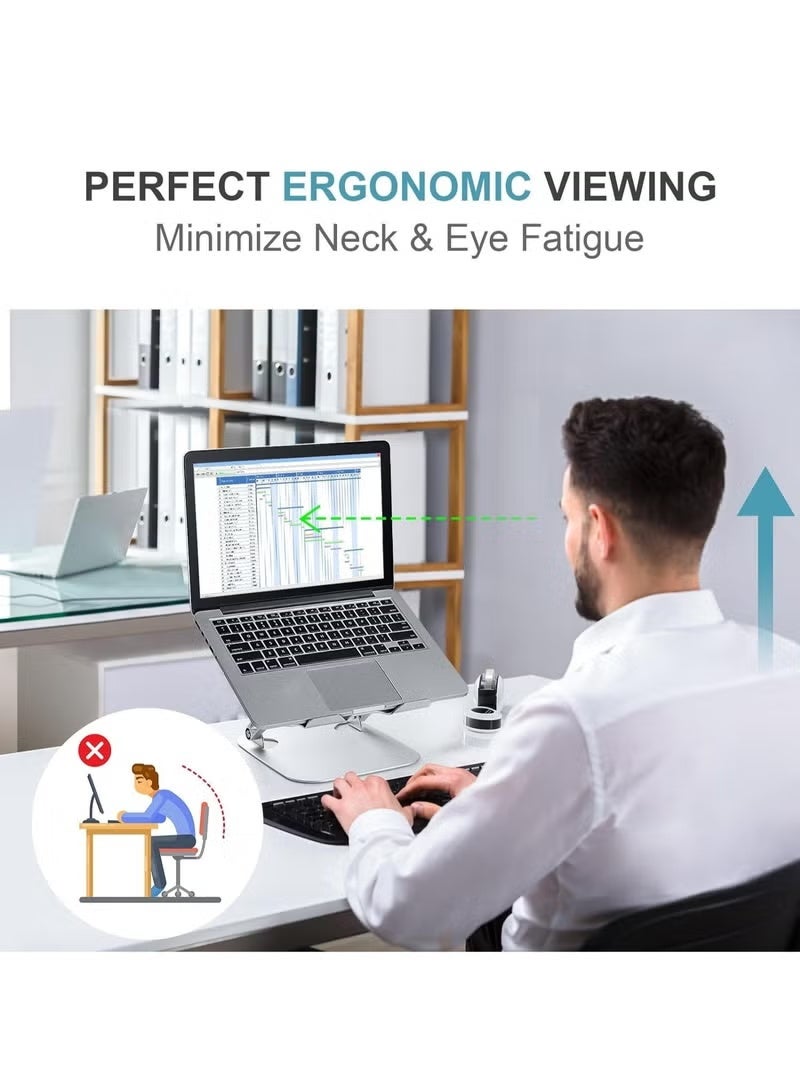 Soloffer HL-38 Aluminum Alloy Laptop Stand with Cooling Fan | 360° Rotating, Adjustable & Foldable Notebook Stand | Ergonomic Cooling Stand for Laptops & Tablets up to 15.9 Inches - Image 3