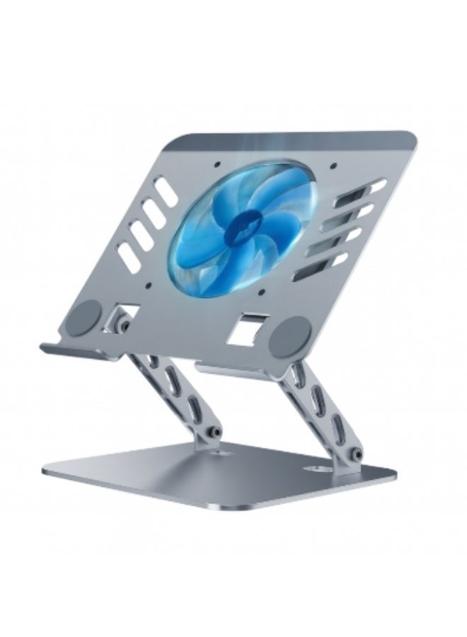 Soloffer HL-38 Aluminum Alloy Laptop Stand with Cooling Fan | 360° Rotating, Adjustable & Foldable Notebook Stand | Ergonomic Cooling Stand for Laptops & Tablets up to 15.9 Inches - Image 1