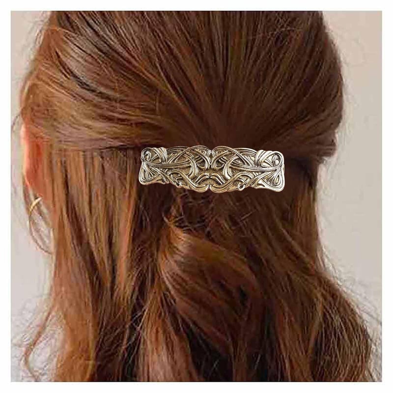 Vintage Geometric Gold Hammered Textured Metal Rectangle Hair Clip Decorative Headwear Hair Accessories for Women and Girls Gold