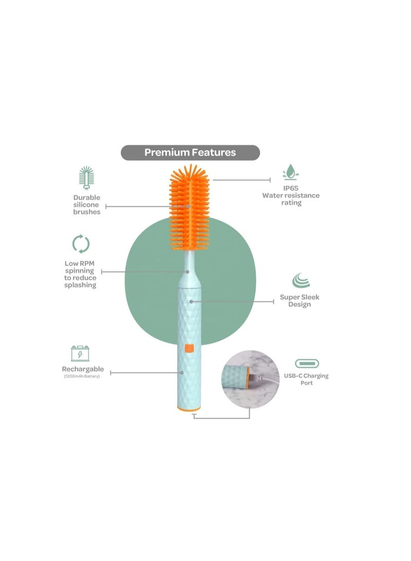 Electric Bottle Brush Set with Baby Bottle Brush Cleaner, Brush, Straw Cleaner Brush, Travel Baby Essentials - Image 2