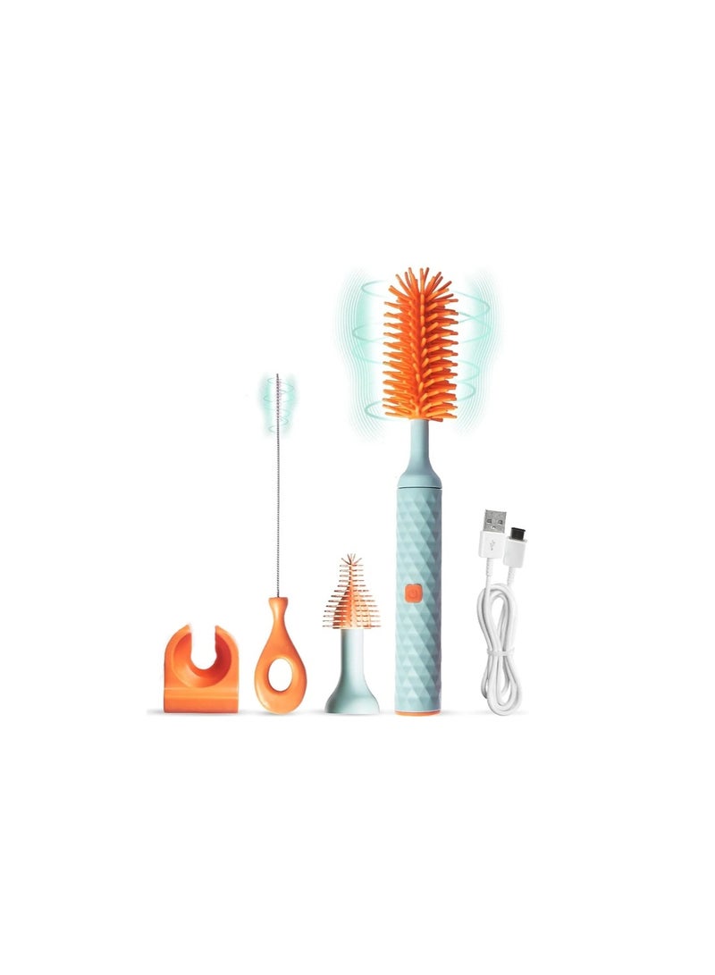 Electric Bottle Brush Set with Baby Bottle Brush Cleaner, Brush, Straw Cleaner Brush, Travel Baby Essentials - Image 1