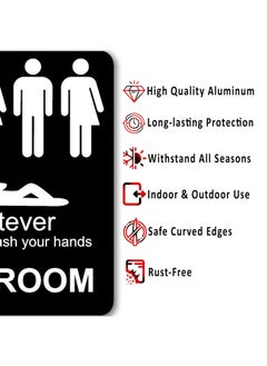 Work House Signs Just Please Wash Your Hands Sign Inclusive Sign For Bathroom Door Funny Bathroom Sign Bathroom Wall Decor Alien Decor Men Womens Handicap Transgender Bathroom Sign Bathroom Decor 8.5X10  - Image 2