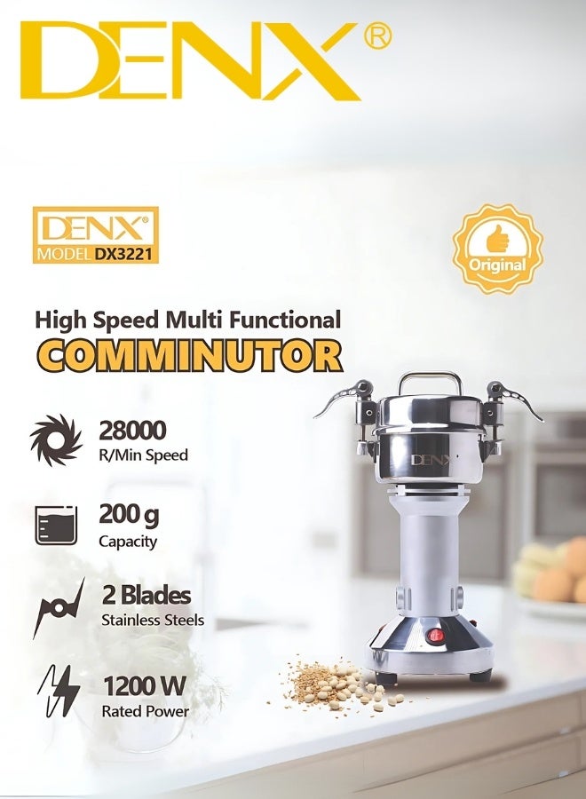 DENX DX3221 High-Speed Multi-Functional Grinder – 1200W Power, 28000 RPM, Stainless Steel Blades, 200g Capacity – Ideal for Spices, Grains, and Coffee - Image 5