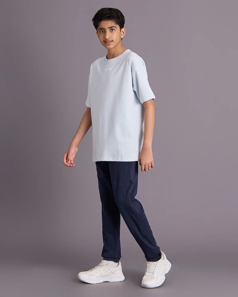 Redtag Senior Boys Blue Plain T-Shirt