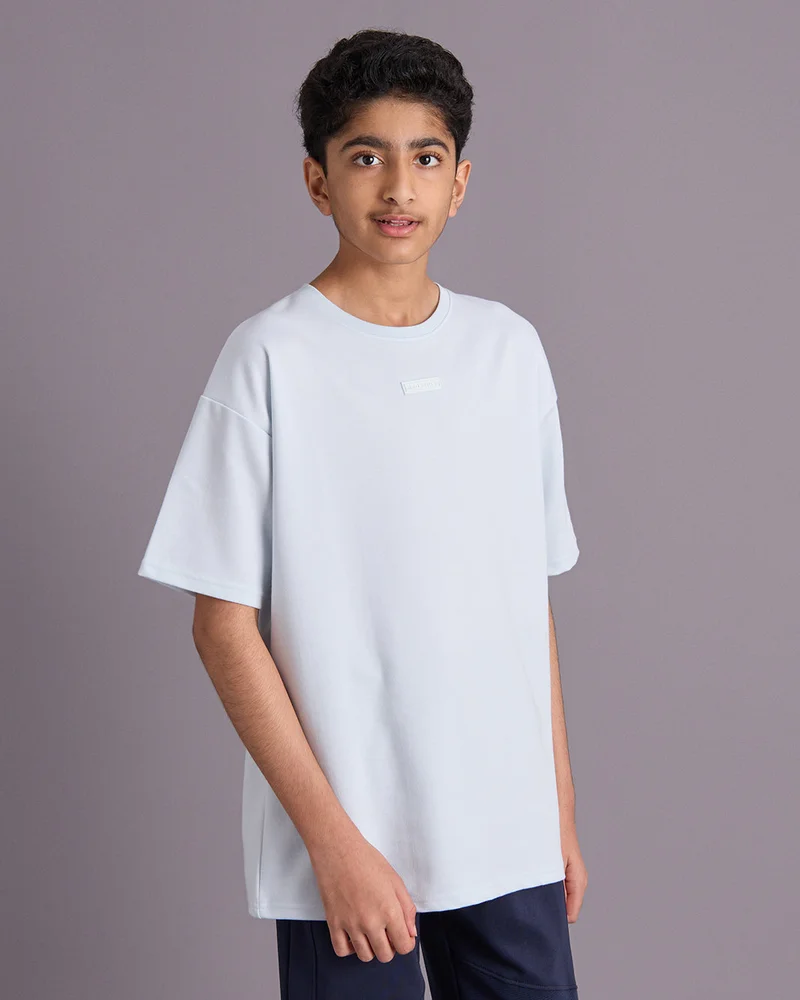 Redtag Senior Boys Blue Plain T-Shirt