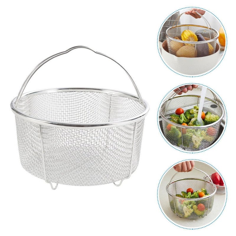 Gyanadh Steam Basket Rinse Deep Frying Basket Cook Deep Fry Boiling Steaming Colander Rinse Solid Stainless Steel Net Basket Multi Functional Kitchen Cooking Tool - Image 2