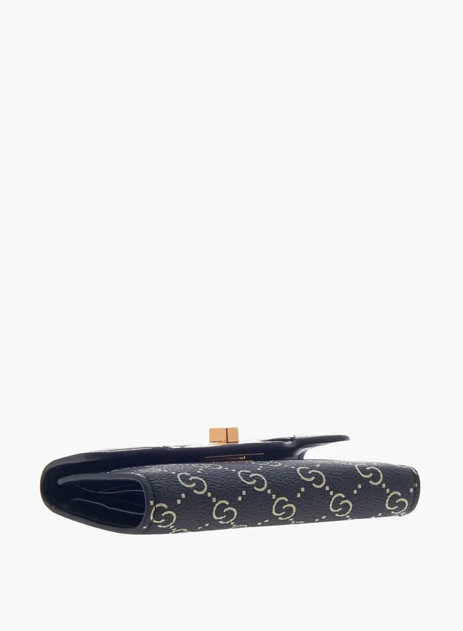 Celeste Women Monogram Detail Bi-Fold Wallet with Lock Clasp Closure