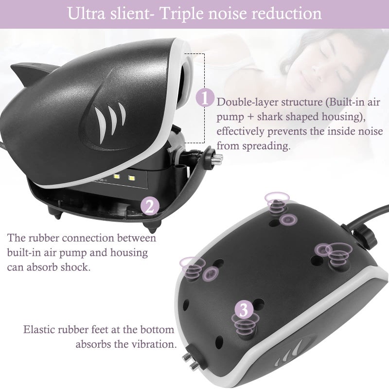 HITOP 6W Silent Aquarium Air Pump - 160GPH Large Air Volume Fish Aerator, Adjustable Oxygen Pump for Fish Tank up to 300 Gallon - Image 3