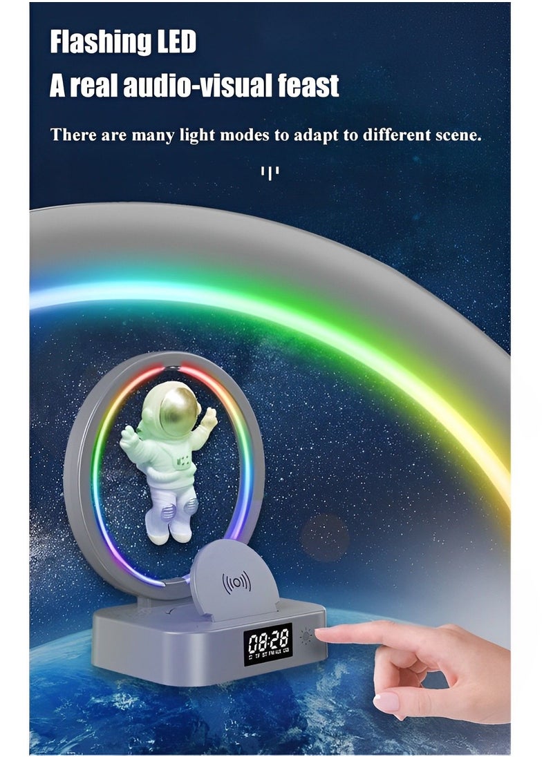 Generic - Multifunctional Wireless Charger Alarm Clock Bluetooth Speaker APP Control RGB Night Light Charging Station for Android & IOS - Image 1