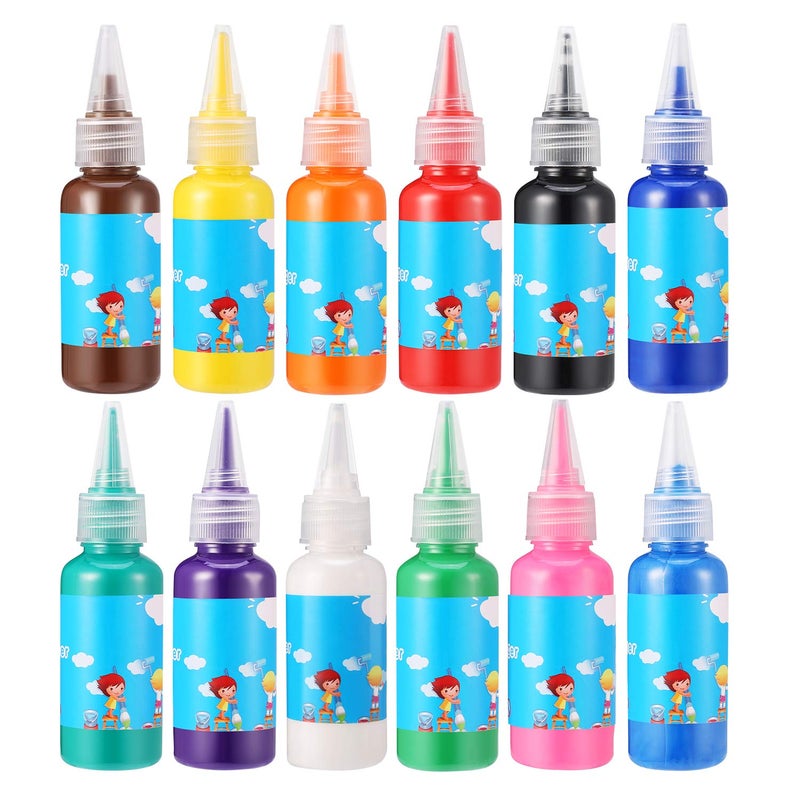 HOMKARE Finger Paint, Kids Finger Paint, Non Toxic Finger Paints for Toddlers 1-3, Washable Finger Paints for Toddlers, 12 Colors, 30ml Each - Image 1