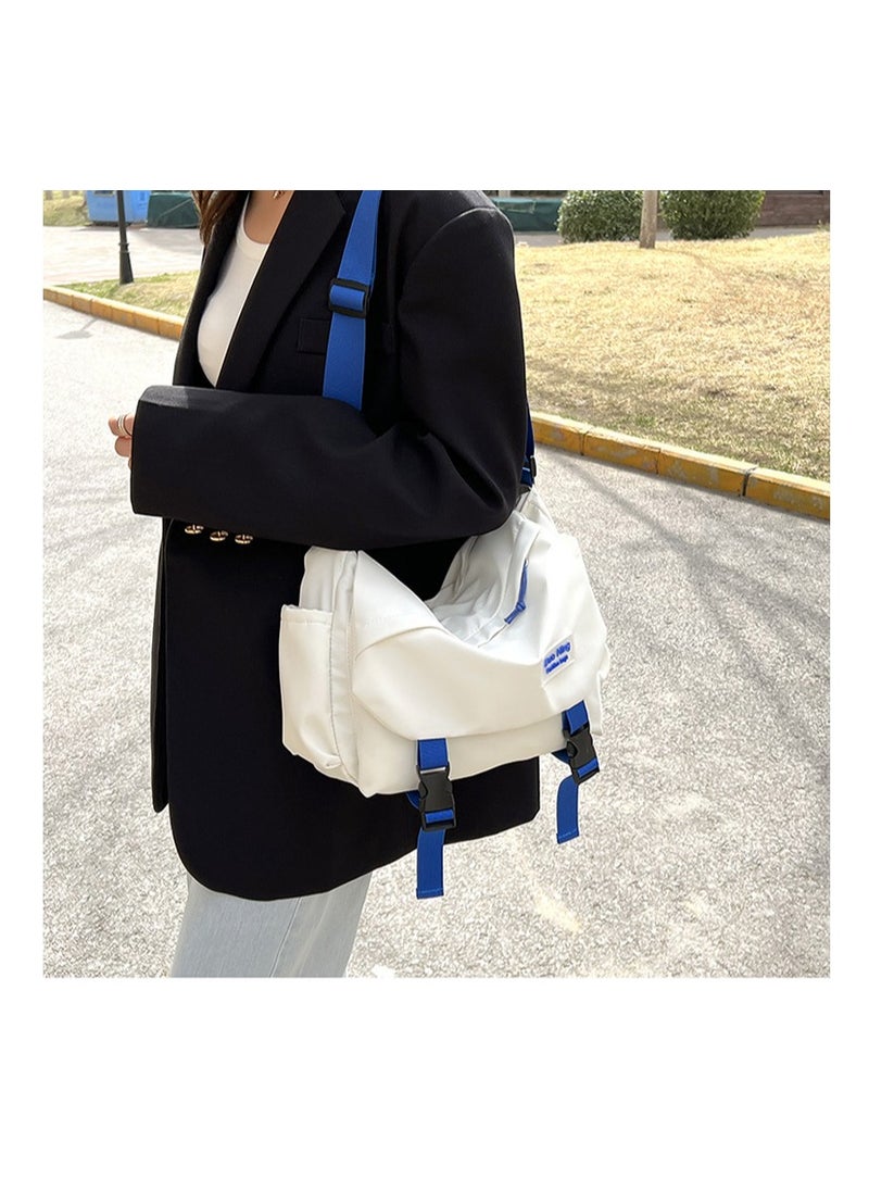 Kiffiyeh Japanese Harajuku Large-capacity Crossbody Bag For Teenages,Versatile For Students, Messenger Bag For Classes, Retro Canvas Bag, With Fashionable Color.  - Image 3