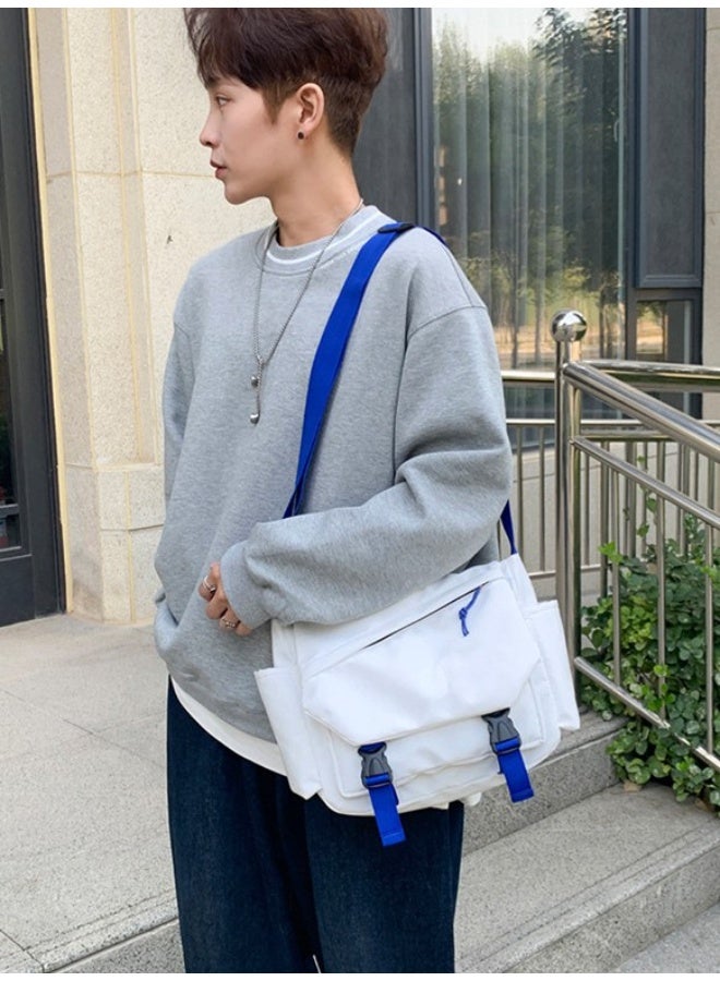 كيفية حقيبة هاراجوكو اليابانية ذات السعة الكبيرة للجنسين للمراهقين، للأولاد والبنات، متعددة الاستخدامات للطلاب، حقيبة رسول للفصول الدراسية، حقيبة قماش ريترو، بألوان عصرية. - Image 4