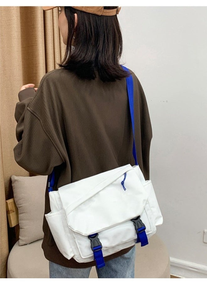 كيفية حقيبة هاراجوكو اليابانية ذات السعة الكبيرة للجنسين للمراهقين، للأولاد والبنات، متعددة الاستخدامات للطلاب، حقيبة رسول للفصول الدراسية، حقيبة قماش ريترو، بألوان عصرية. - Image 2