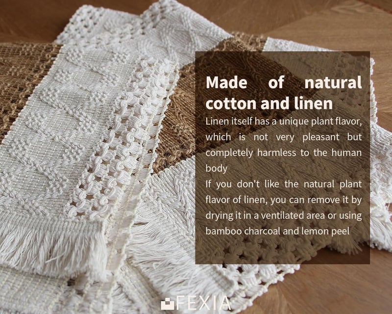 FEXIA Boho Placemats Set of 4, Macrame Table Decor Farmhouse Style Placemats in Natural Cotton Burlap, for Kitchen and Dining Table Centerpiece Home Decorations - Image 3