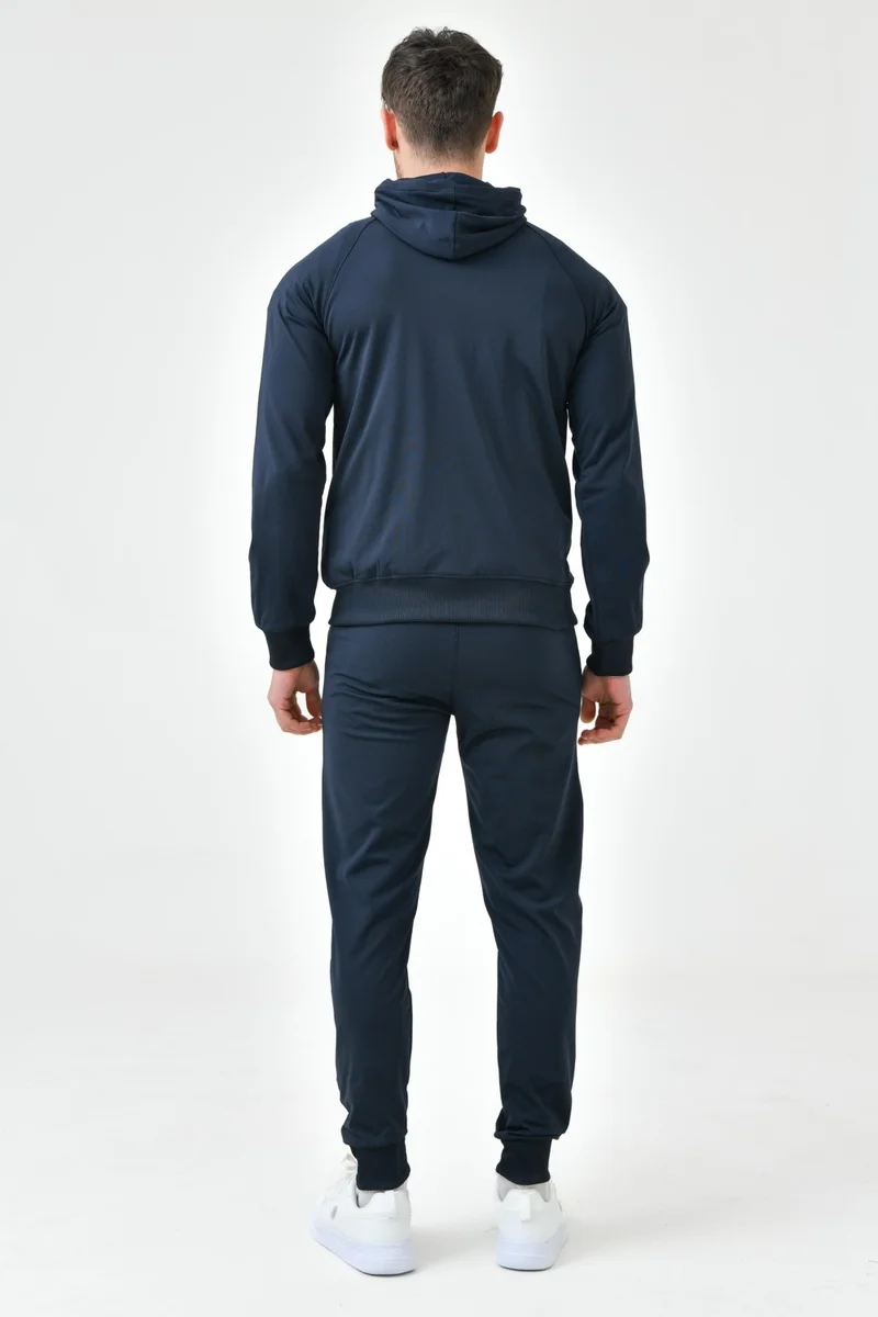 Cramp Sport Navy Blue Hooded Zippered Standard Pattern Cuffed Leg Men's Tracksuit