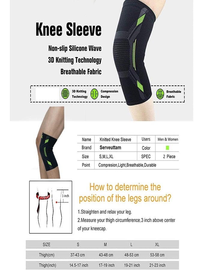 NODENS Nylon Knee Support, Knee Caps, Knee Brace For Knee Pain Relief Products, Knee Pad Leg Sleeves, For Men and Women (Green, XL) - Image 4