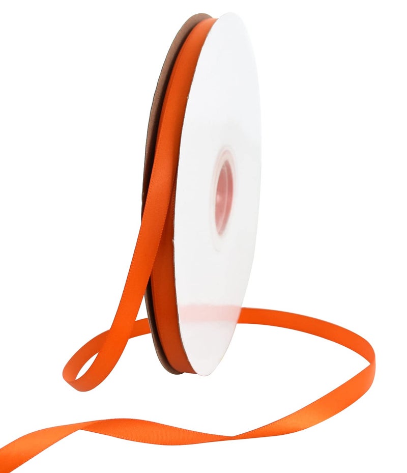 TONIFUL 38 Inch x 100yds Orange Satin Ribbon Thin Solid Fabric Ribbons for Gift Wrapping Floral Balloons Craft Sewing Party Wedding Popsicles Decoration Valentines Day Bouquet Thanksgiving