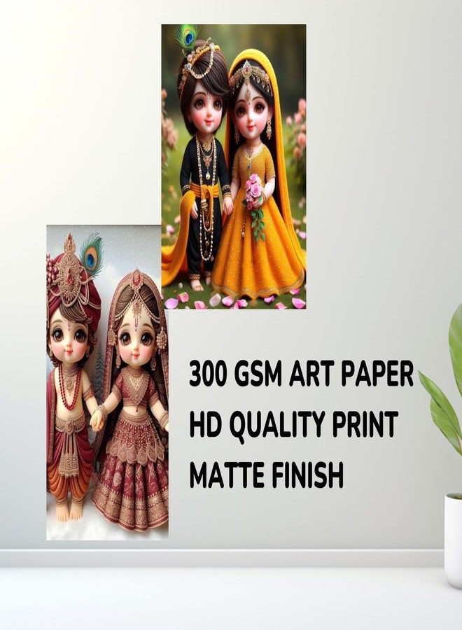 Posters Inc Set of 12 Positive Vibes Baby Radha Krishna Wallpaper Sticker, Cute Baby Poster for Pregnant Women Couple, HD Quality Print on 300 GSM A4 Size 8*12 Inch, Glue Dots Included, Baby God Radha Krishna Posters for Wall - Image 5