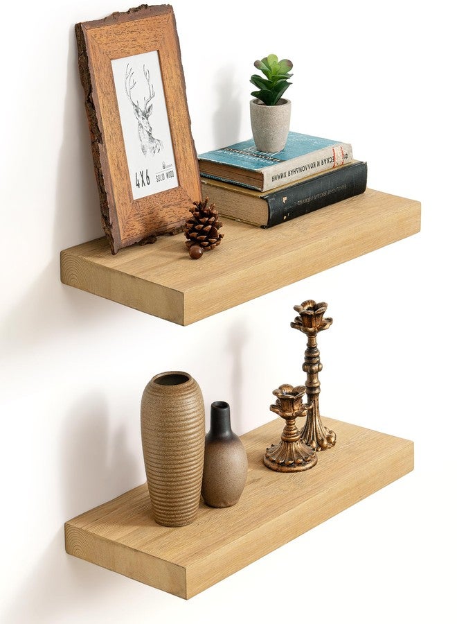 Marsmiles 20 Inch Floating Shelves | 9.3 Inch Deep Natural Wood Wall Shelves Set of 2 | Rustic Reclaimed Wood Shelves for Room Wall | Farmhouse Floating Shelves for Living Room Bathroom - Image 1