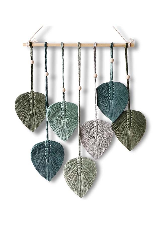 Antikiano Macrame feather Wall Hanging Boho Leaves Macrame Tapestry Wall Decor Handmade green - Image 1