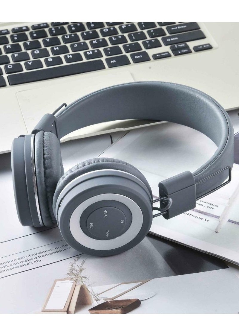 Generic HZ-BT680 Wireless Bluetooth Headset - Microphone - FM Radio - Card Slots - Folding Compatible for Mobile and Computer/Gray  - Image 4