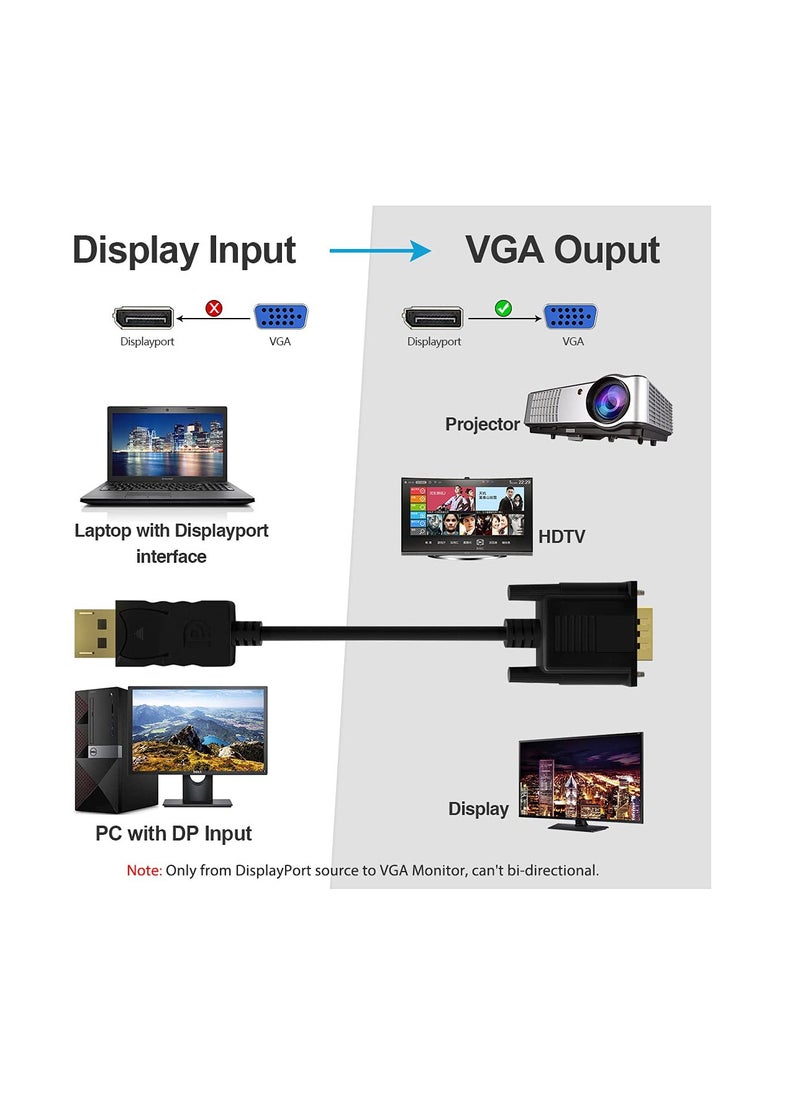 DIGI CORE DP to VGA Cable Displayport To VGA Cable Gold Plated Standard DP Male To VGA Male Cable Black 1 Meter  - Image 4