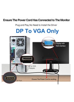 DIGI CORE DP to VGA Cable Displayport To VGA Cable Gold Plated Standard DP Male To VGA Male Cable Black 1 Meter  - Image 5