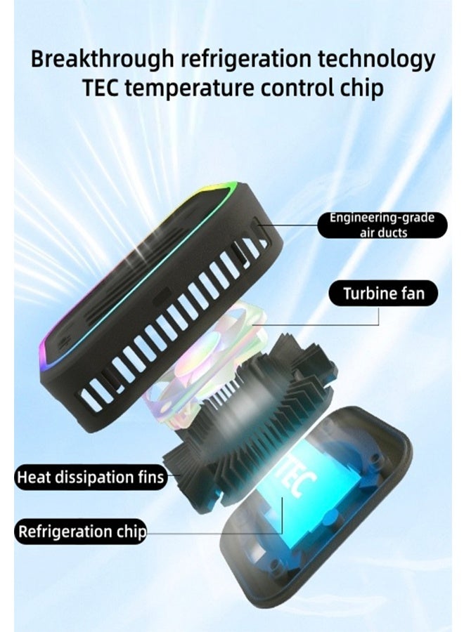 Mobile Phone Cooler, Magnetic Attraction Design, Portable Notebook Cooling Fan, RGB Light Semiconductor Mobile Phone Cooler Suitable For Mobile Phone Tablet Mini Radiator - Image 3