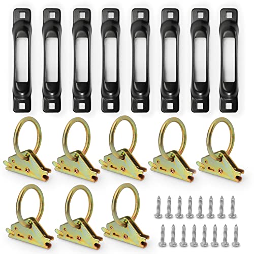Eapele E-Track Accessories Set - 8 PCS E-Track O-Ring & 8 PCS E-Track Single Slot Tie-Downs Compatible with Cargo Loads in Flatbeds Trailers Van Trucks Pickups Tie Down, Load Limit of 1500lb - Image 3