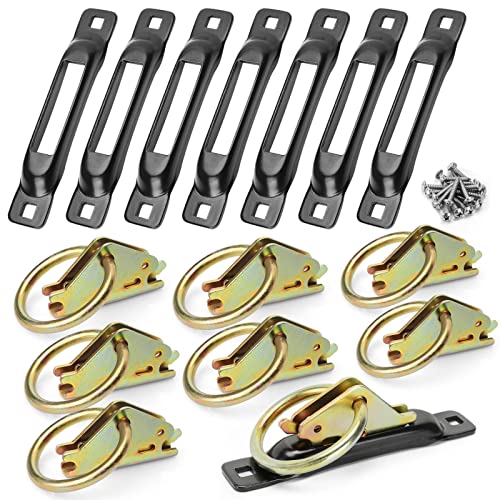 Eapele E-Track Accessories Set - 8 PCS E-Track O-Ring & 8 PCS E-Track Single Slot Tie-Downs Compatible with Cargo Loads in Flatbeds Trailers Van Trucks Pickups Tie Down, Load Limit of 1500lb - Image 1