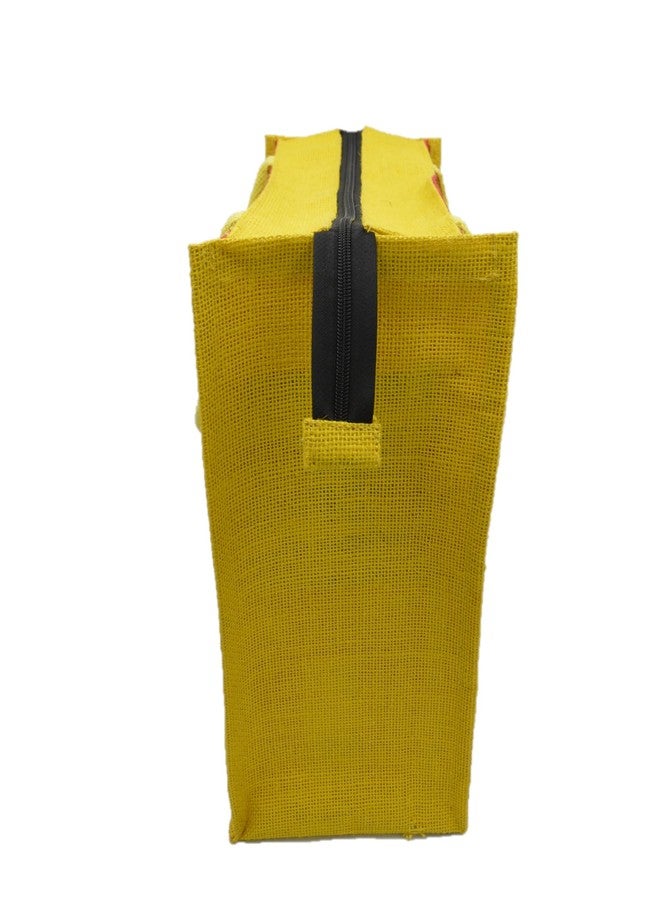 JUTEKA Red printed Jute Bag for Lunch, Office, Grocery, Picnic, Tiffin, Shopping Hand Bag with padded cotton handles - Image 5
