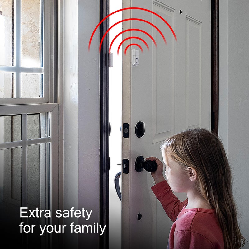 GE جهاز إنذار النوافذ والأبواب الشخصي من GE، 4 عبوات، حماية DIY، تنبيه من اللصوص، جرس/إنذار لاسلكي، تركيب سهل، أمان المنزل، مثالي للمنزل، المرآب، الشقة والمزيد، أبيض، 45174 - Image 5