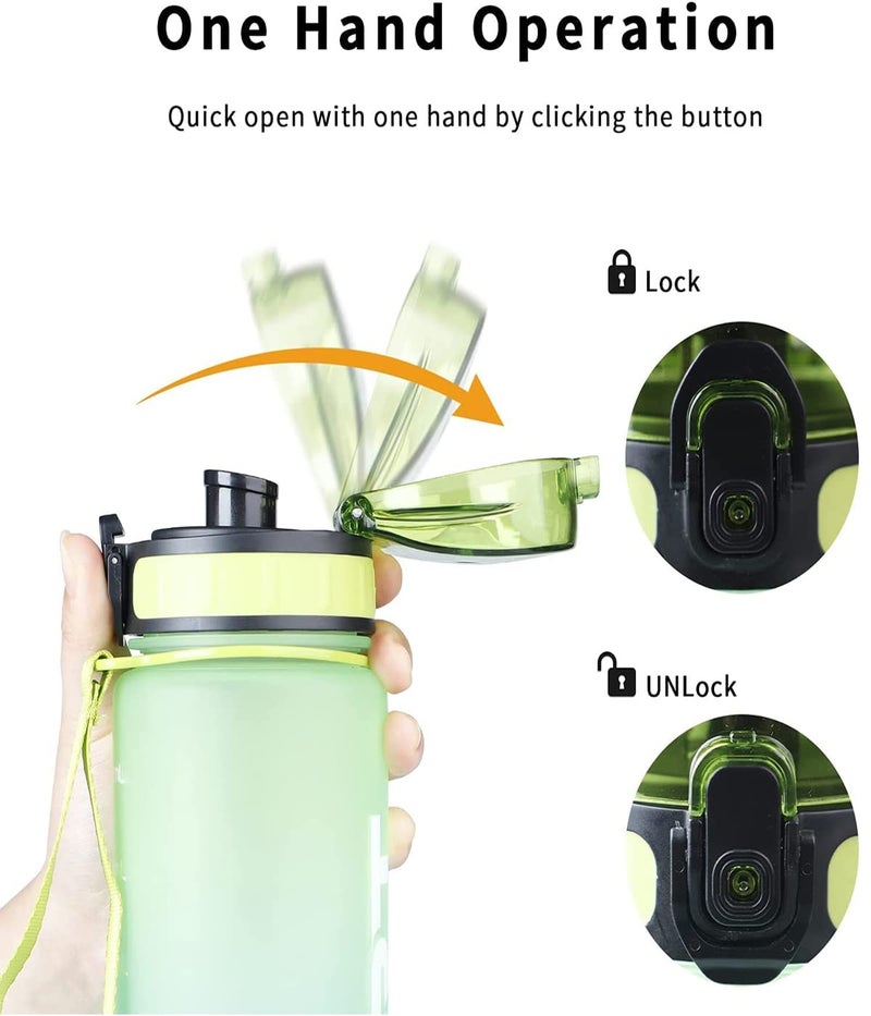 Us1984 Unbreakable Water Bottle,Leakproof Bpa-Free Non-Toxic Sport Water Bottle,Wide Mouth Strong Travel Gym Water Bottle With Scale Bottle For Kids Adult Office,School,Gym,Yoga 1000Ml (Green)-Plastic - Image 4