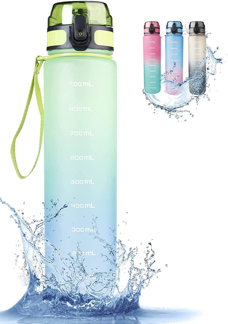 Us1984 Unbreakable Water Bottle,Leakproof Bpa-Free Non-Toxic Sport Water Bottle,Wide Mouth Strong Travel Gym Water Bottle With Scale Bottle For Kids Adult Office,School,Gym,Yoga 1000Ml (Green)-Plastic - Image 5