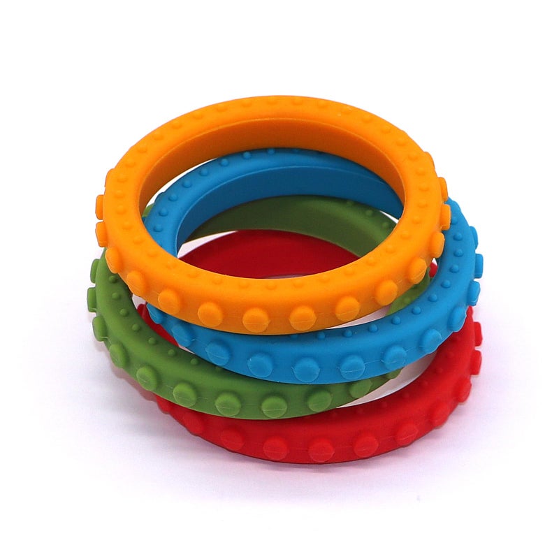 Flyaway Sensory Chew Bracelets for Boys Girls 4 Pack, Silicone Fidget Bracelet for Kids with Autism ADHD Anxiety or Special Needs, Oral Motor Aids Toddler Bracelets Sensory Chew Toys for Kids Chewing Biting - Image 3